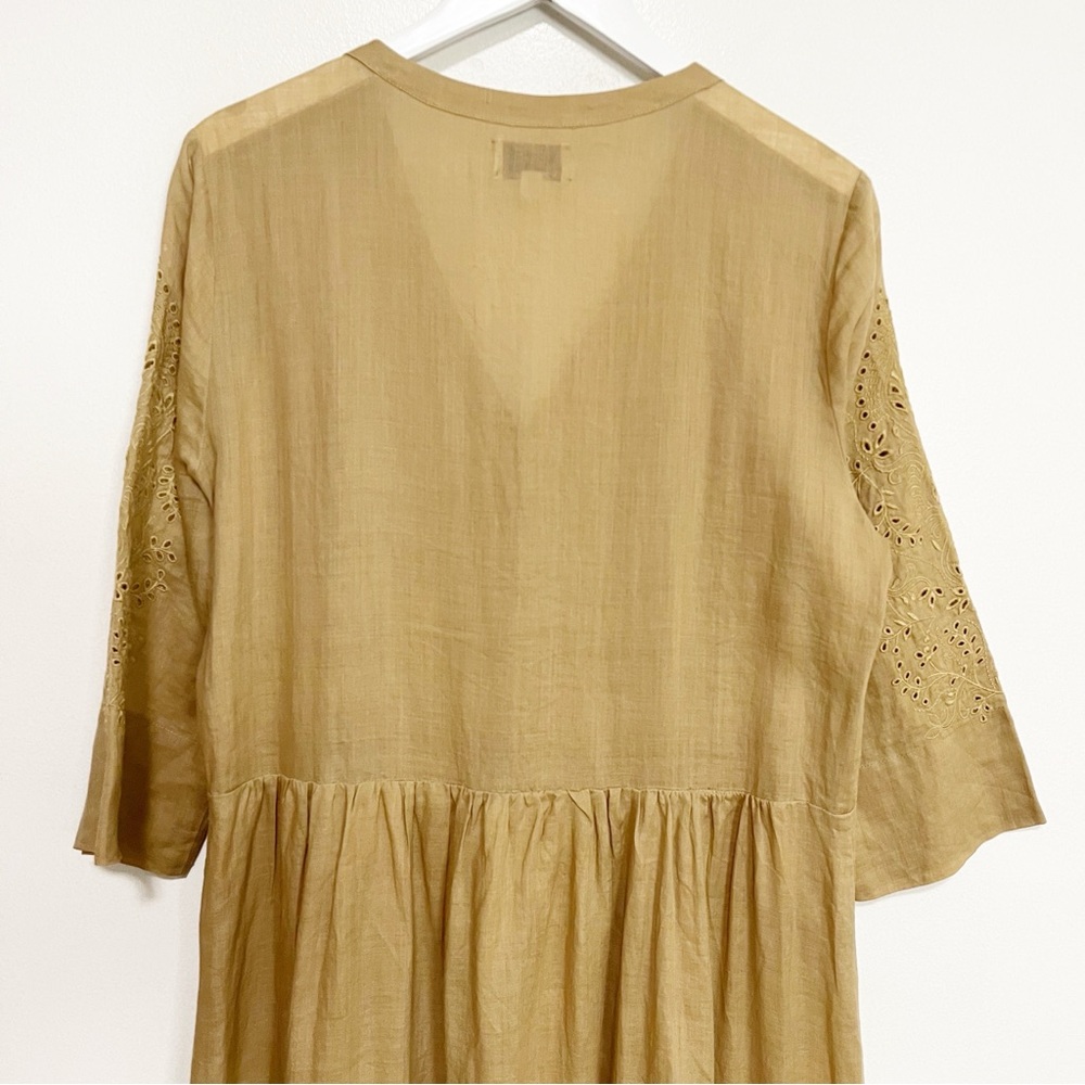 BOGO! Johnny Was Jade Embroidered Eyelet Midi Dress Tan Size Medium - Picture 8 of 10